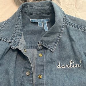 Draper James denim Pearl snap shirt